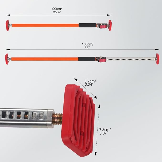 3rd Hand Support System, Quick Support Rod, 264LBS/120KG Capacity per Pair, Extends from 35'' to 63'', Adjustable Support Pole for Cabinet Installing Cargo Bars Drywall Support, 2 Pack