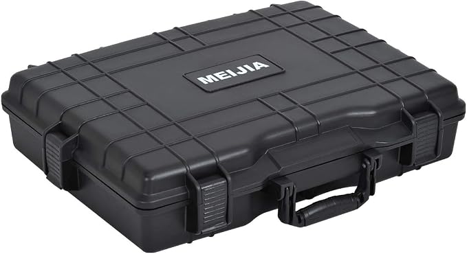 MEIJIA Waterproof Hard Camera Case,Hard Laptop Case,Hard Case with Customized Fit Foam Included, Elegant Black,Fit for computers,camera,lens (21.62"X17.25"X4.87")