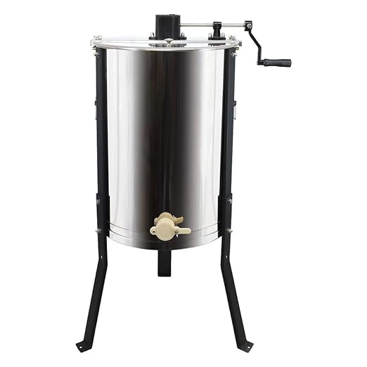 BeeCastle Manual Honey Extractor 2 Frame Honeycomb Drum Spinner Extractor Stainless Steel with Height Adjustable Stand,Manual Crank Beekeeping Extraction Equipment