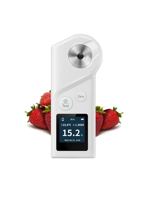 Digital Brix Refractometer – 0-35% Range, ±0.1% Precision, Waterproof & Rechargeable – for Juices, Fruits, Beverages & Food Applications