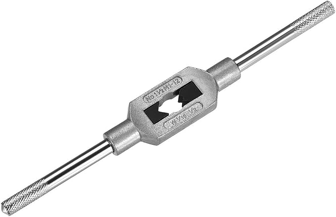 uxcell Adjustable Tap Wrench Handle, for Metric M1-M12 W1/16-1/2 Taps, Thread Tap Holder Reamer Hand Tapping Tool for Machinist Repair, Medium Carbon Steel Handle with Nickel Plated