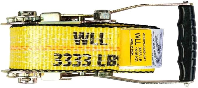 Mytee Products 2 inch x 27' Heavy Duty Tie-Down Ratchet Straps w/Flat Hook - 10,000 lbs Breaking Strength - Wide Handle Flat Hook Ratchet Straps for Cargo, Flatbed Trailers, Pickup Trucks