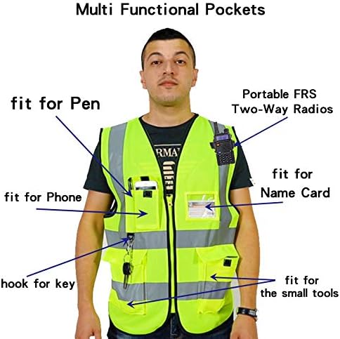 zojo High Visibility Safety Vests With Pockets, for Outdoor Works, Cycling, Jogging, Walking,Sports - Fits for Men and Women (Pack of 10, XL-Neon Orange)
