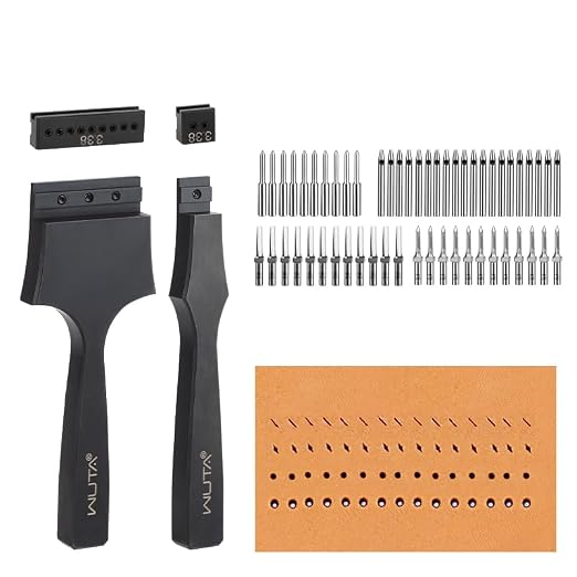 WUTA Removable Leather Hole Punch,Versatile Leather Stitching Punch,Leather Hole Punch Tool Set,Leather Stitch Punch for Leather Stitching Punch Craft DIY（3.38mm）