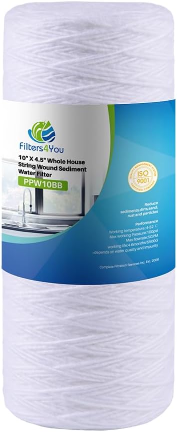 CFS – Large Capacity Sediment Water Filter Cartridge Compatible with Campbell HDSC5 Models – Removes Bad Taste – Whole House Replacement Filter Cartridge – 5 Micron – 9 3/4" Cartridge (1 Pack)