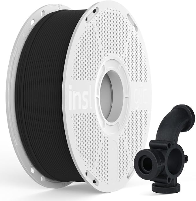 Inslogic PA6-GF25 Nylon Filament Reinforced with Glass Fiber 1.75mm, High-Temp 3D Printing Material with 210°C HDT, 1kg Spool Filament, Tough & Heat-Resistant, for Industrial FDM Printers (Black)