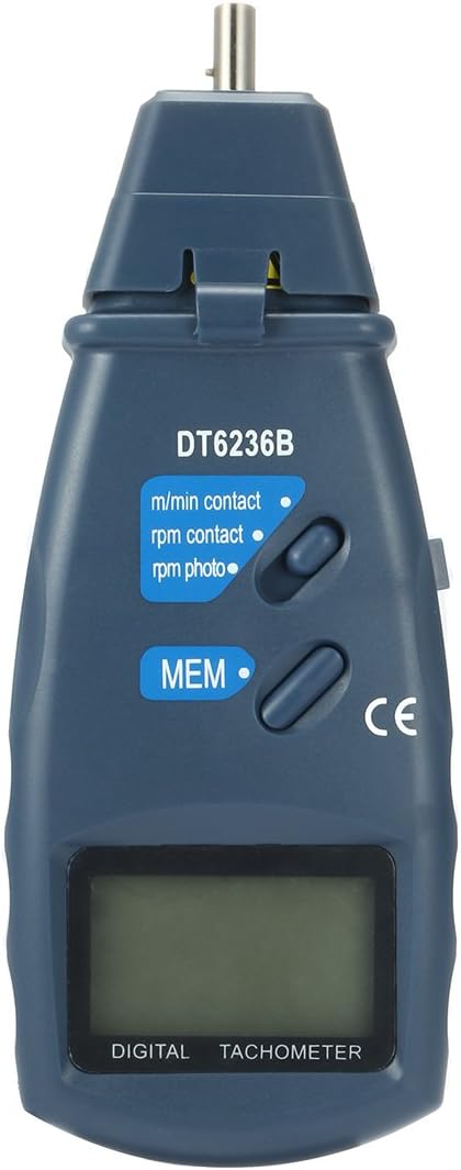 uxcell DT-6236B 2 in 1 Digital Tachometer Contact/Non-Contact Photo Tachometer RPM Tach Meter | 2.5-99999 RPM Accuracy with Linear and Rotation Speed Measurement Wheels