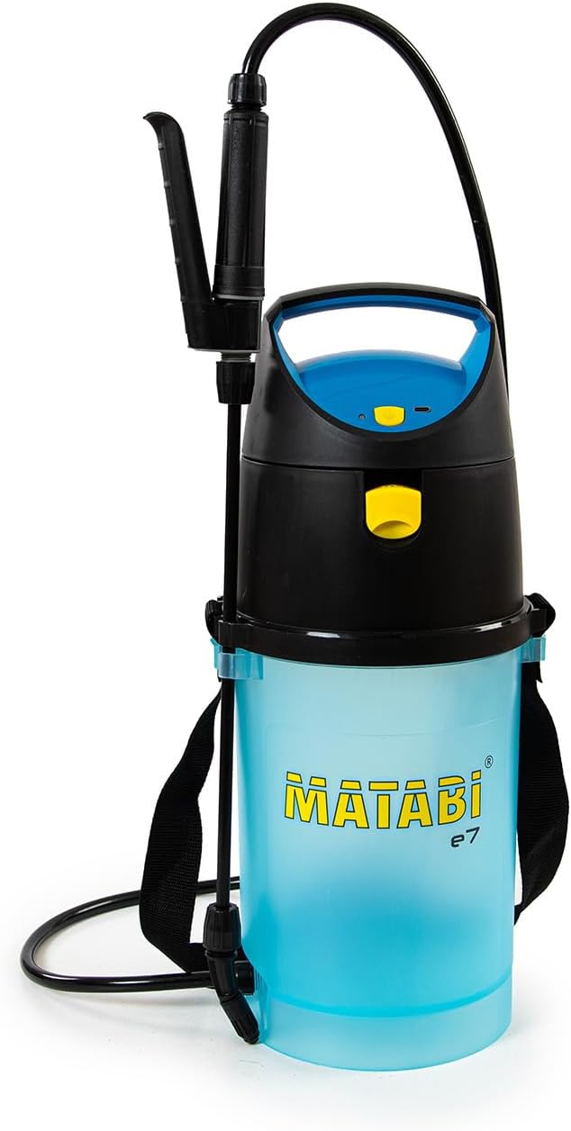 Matabi e7 - Electric Garden Sprayer 1,3 Gal - Battery-Powered Sprayer with USB-C Charging - Star/Stop System - Adjustable Nozzle & Translucent Tank
