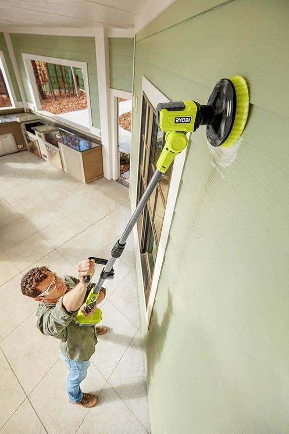 RYOBI ONEAND 18V Cordless TELESCOPING Power Scrubber Tool ONLY P4500 | Battery and Charger Sold Separately