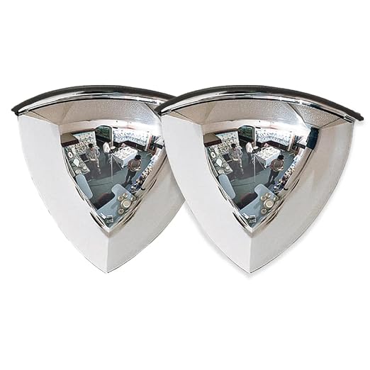 19 Inch Quarter Dome Mirror Security and Safety Corner Mirror 1/4 Dome Convex with 90 Degree Viewing Angle 2 kits
