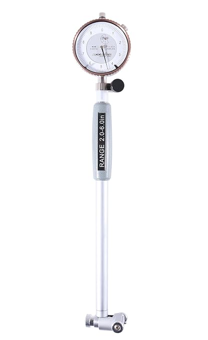 Accusize Industrial Tools 2-6 inch by 0.0001'' Dial Bore Gauge Set, 6'' Stem Length, Ee20-1006 | 6" Stem Length, Self-Centering, Chrome-Plated Handle, Insulated Grip