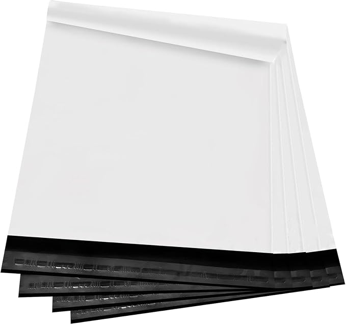 White Poly Mailers 24x24 Inch, 50 Pack | Self-seal shipping bags with secure adhesive; for online sellers, coats, bedding, blankets, and daily orders