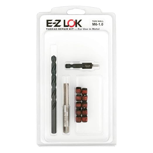 E-Z LOK EZ-310-M6 Thread Repair Kit for Metal Carbon Steel Threaded Inserts M6-1.0 and Installation Tools