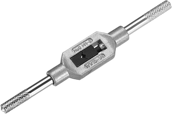 uxcell Adjustable Tap Wrench Handle, for Metric M1-M8 W1/16-1/4 Taps, Thread Tap Holder Reamer Hand Tapping Tool for Machinist Repair, Medium Carbon Steel Handle with Nickel Plated