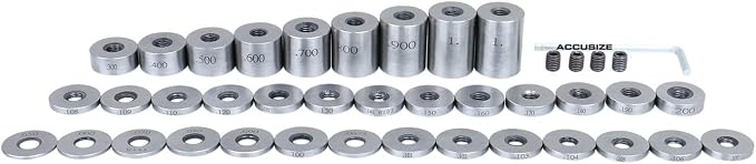 Accusize Industrial Tools 36 Pc Steel Spacer Block Set in Fitted Case, 3604-7001 | Hardened and Lapped HRC 57-60 Blocks, 3/4 in Dia, 1/4-28 ID Thread, Connecting Screws and Fitted Case