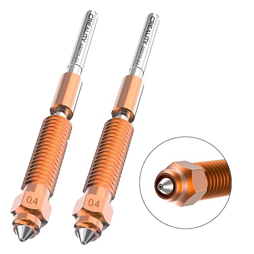 Creality K2 Plus Nozzles, Original Creality K2 Combo Hotend Nozzles, Extruder Replacement Nozzles Kit with Titanium Alloy Copper Alloy Hardened Steel Nozzle for Creality K2 Pro/Hi (0.4mm 2PCS)