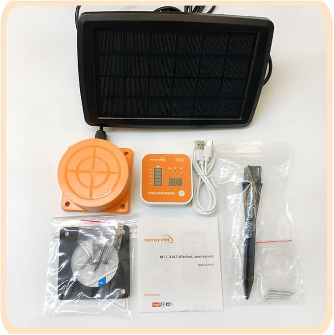 Moray Smart WiFi Water Level Sensor Water Tank Level Monitor Oil Tank Gauge Sensor , Automatic Alarm Indicator for Tuya Smart Life Mobile APP Smart Home Remote IP65 Waterproof (ME201RSP)