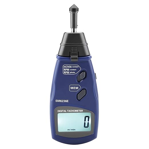Digital Tachometer DT6236E RPM Meter with Large Display, RPM Meter for Small Engines, 2.5 to 99999 RPM Chainsaw RPM Tachometer 5 Digits Tach LCD Rotation Gauge Meter 96 Data Logging