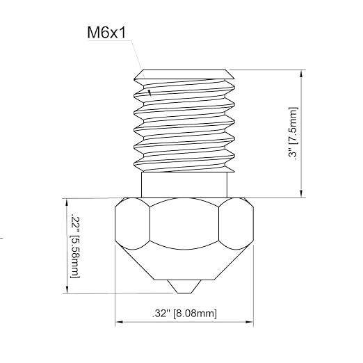 Tungsten Carbide Nozzle 0.8mm for E3D V6 Hotend, Prusa i3 MK3S / MINI, Anycubic i3 Mega/Kobra/Kobra Neo, High Thermal Conductivity Abrasion Resistance, Nickel Plated Copper
