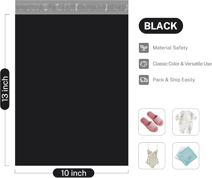 Metronic Poly Mailers 10x13 2400 Pack Black, Shipping Bags Bulk Mailing Envelopes for Small Business, Small Mailers Poly Bags for Shipping Self Seal Waterproof, Mailing Bag Packaging Bags