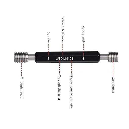 Tools Thread Plug Gauge 3/8 24UNF 2B, Double Ends Thread Plug Gage Unified Thread Gage 1pcs