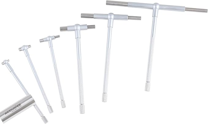 Accusize Industrial Tools Premium 5/16'' - 6", 6ps/Set Telescoping Gage Set, Satin Chrome Finished, 3602-5018