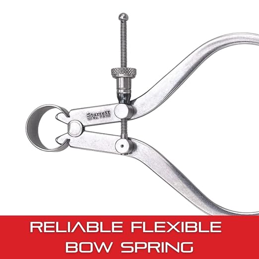 Starrett 79 Series "Yankee" Spring-Type Outside Calipers with Flat Legs and Quick-Spring Nut - Hardened Fulcrum Stud, Spring Joint Type, 4" Size and Capacity - 79B-4