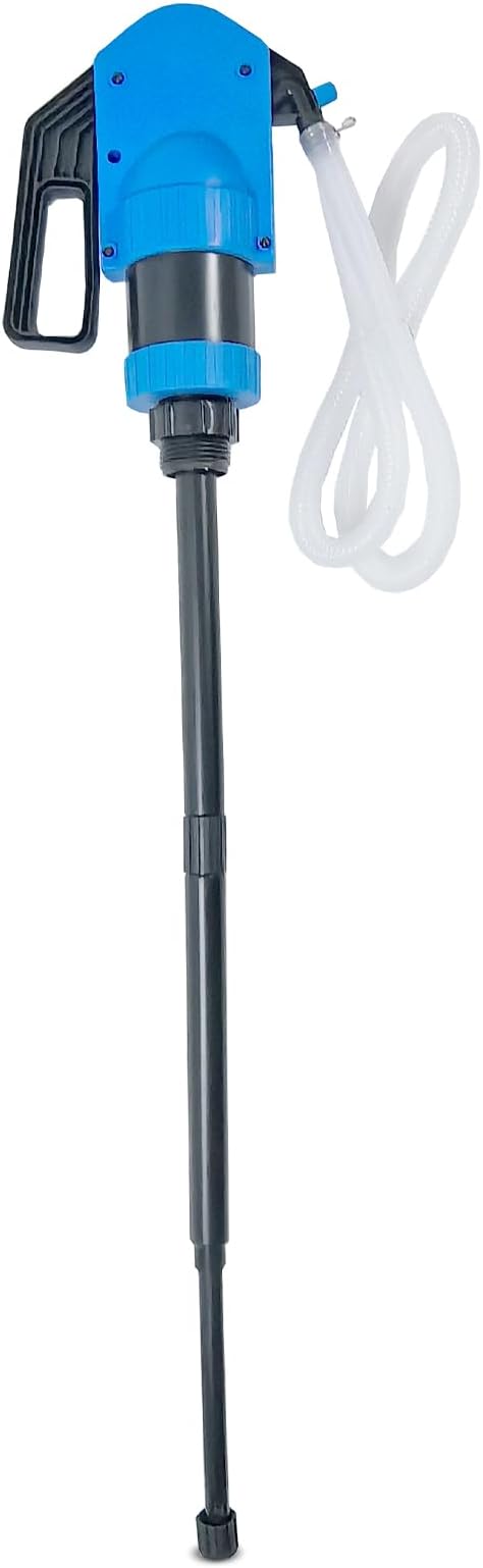Lever Action Drum Pump，Manual Barrel Pump for water/oil/liquids，55-gallon siphon includes 6.56 feet of 3/4-inch corrugated hose