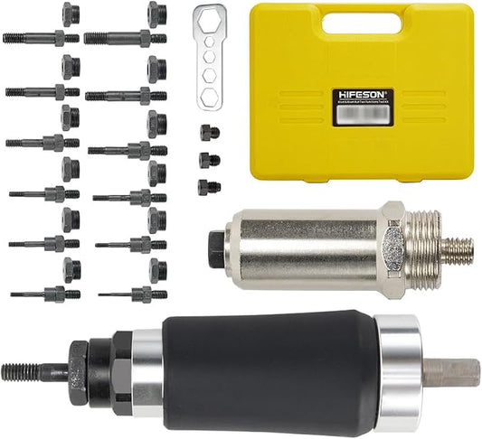 Rivet Nut Tool, Electric Drill Adapter Rivet & Rivet nut Two Functions Rivnut Tool Kit,Including 12 Rivet Nut Mandrels and 4 Rivet Heads