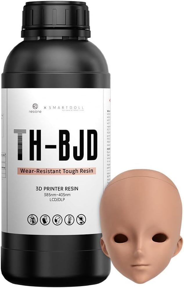 RESIONE Tough 3D Printer Resin, 3D Printing Liquid for BJD & Articulated Figures – Non-Yellowing, Wear Resistant, Drop-Resistant, ABS-Like UV Resin for LCD DLP MSLA Printers, Tea, 1KG