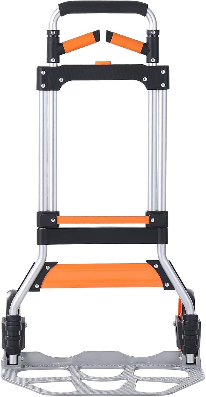 VEVOR Folding Hand Truck and Dolly, 309 Lbs Capacity, Aluminum Foldable Cart, Heavy-Duty Luggage Trolley Cart with Telescoping Handle and PP+TPR Wheels for Home, Office, Shopping, Travel