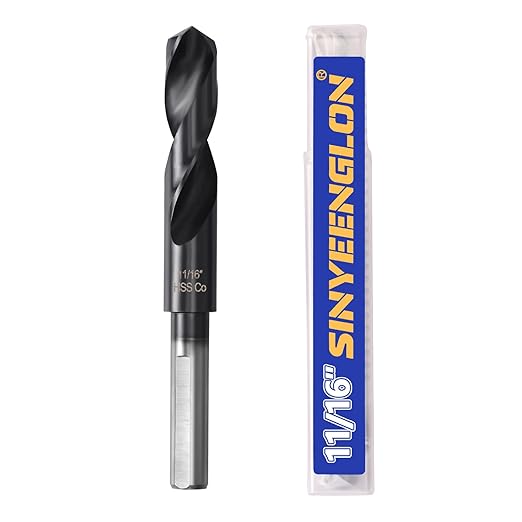11/16 Drill Bit for Metal and Hardened Steel, M35 Cobalt 1/2 Inch Reduced Shank Industrial Grade Heavy Duty Drill Bit, with Index Storage Case