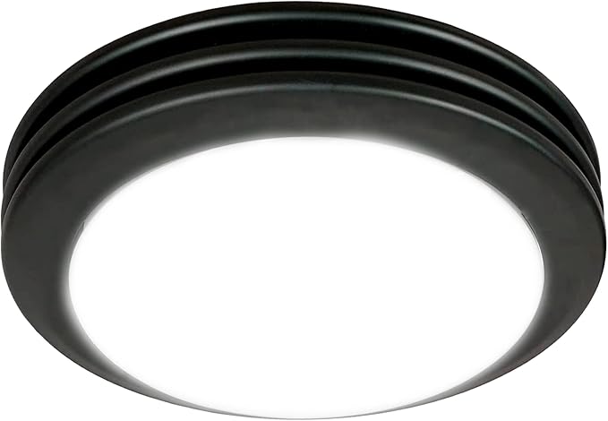 Akicon Ultra Quiet Bathroom Exhaust Fan with LED Light 80CFM 2.0 Sones Round Bathroom Ventilation Fan with Frosted Glass Cover Matte Black Finish (Matte Black)