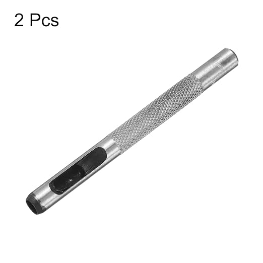HARFINGTON 2pcs Leather Round Hole Punch, 5mm Hollow Hole Puncher Cutter Carbon Steel Circle Hole Punching Cutting Tool for Belt/DIY Leather Craft