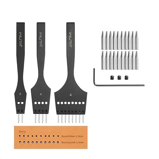 WUTA Leather Stitching Punch, 3nd Removable Leather Punch Tool, Professional Working Hand Tool Set for DIY Leather Craft（4mm- 2+4+8 Hole）
