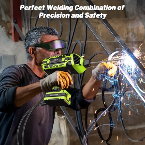 Portable Welding Machine 110V with Auto Darkening Goggles, 5 Variable Current Adjustment for 3/32"-1/8" Rods, E6013 1/8" Welding Rods 14'' Low-Carbon Steel Welding Electrode with Easy Arc Start