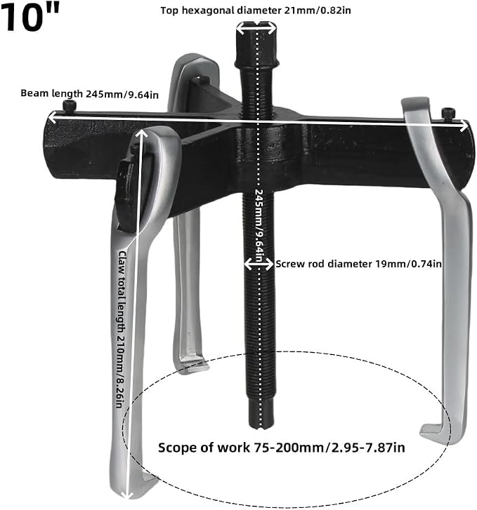 2 Jaw 3 Jaw Gear Puller, Heavy Duty Pulley Puller,Car Accessories Gear Bearing Flywheel Pulley Removal Tool,Gear Removal Tool Gear Puller (10inch)