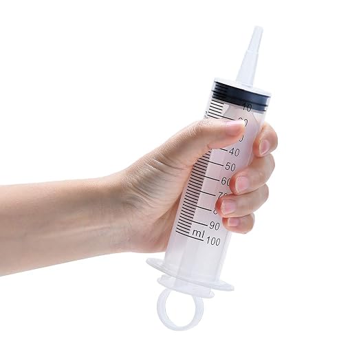 12 Pack 100ml Syringes with Tip Adapters, Large Garden Syringe Individually Packaged for Scientific Labs, Nutrient Measuring, Watering, Refilling