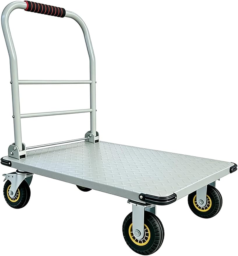 Heavy Duty Platform Truck Cart, 1800LBS Capacity Steel Flatbed Dolly, 36"x24" Large Utility Cart with 6" Swivel Wheels with Brakes, Foldable Hand Truck for Warehouse, Garage, Shipping & Moving