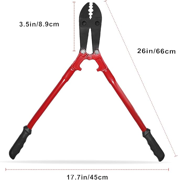 Wire Rope Crimping Pliers, 24" Hand Swager Crimper, Swaging Tool 5 Cavity 1/16" 3/32" 1/8" 5/32" 3/16", Crimping Tools for Copper and Aluminum Oval Sleeves and Stop Sleeves