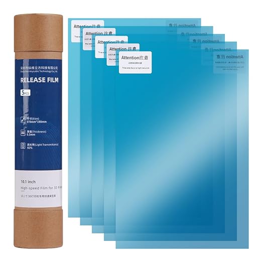 ANYCUBIC 5PCS 10.1-inch ACF High Speed Film for Photon Mono M5s/M5s Pro, Photon Mono M7 Pro, 12K 14K Fast Resin 3D Printers, for Fast Printing Mode, 278x190(mm)