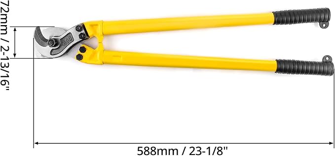 QWORK 24 Inch Shear-Cut Cable Cutter - for Soft and Hard Steel Cable, Wire Rope