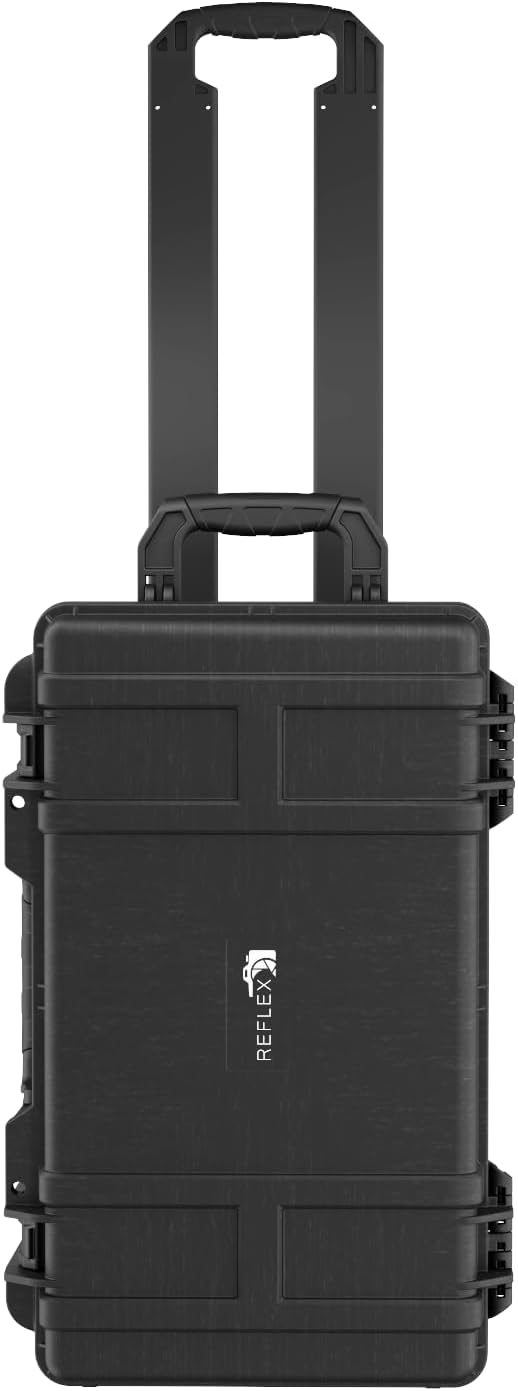 Reflex Camera Large Protective Hard Camera Case (20.22"x11.32"x7.91") suitable for Drones, Camera Lens, DSLR & Guns. Smooth Rolling Wheels, Waterproof IP67, Shockproof (Rolling Hard Case with Foam)