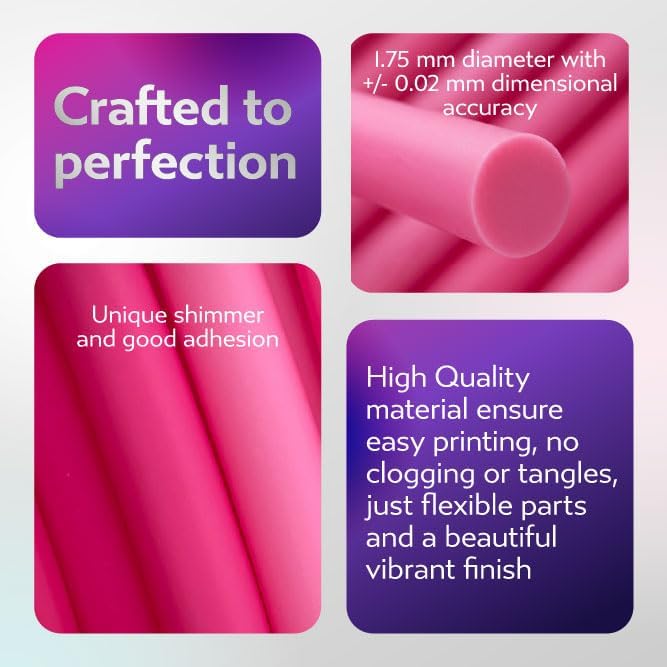 Cookiecad TPU Filament 1.75mm 1kg Rainbow Multicolor 3D Printer Filament - Pink Ombre TPU