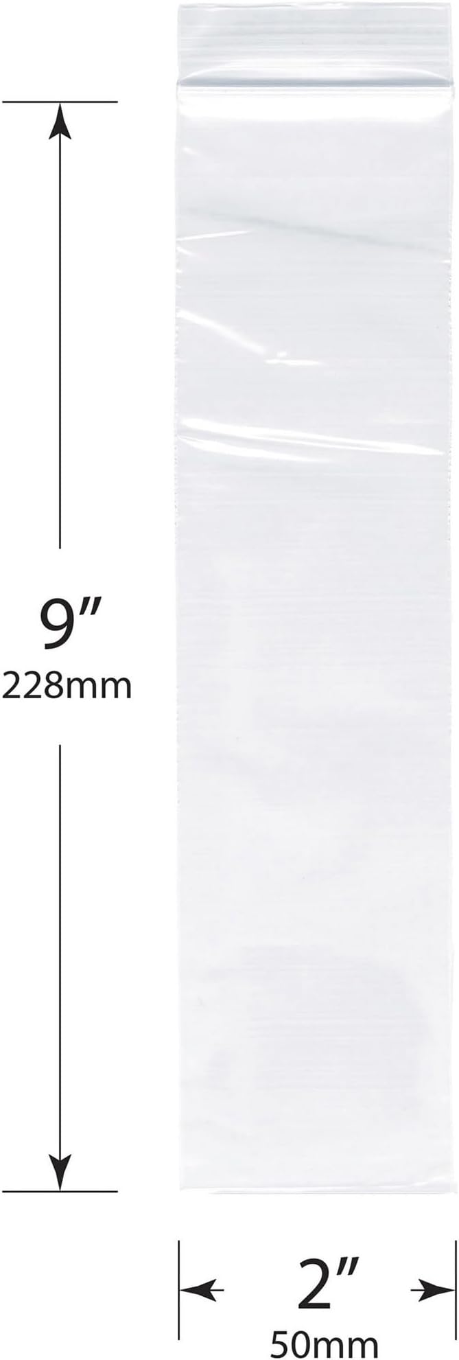 Plymor 2" x 9" (Case of 8,000), 2 Mil Zipper Reclosable Plastic Bags