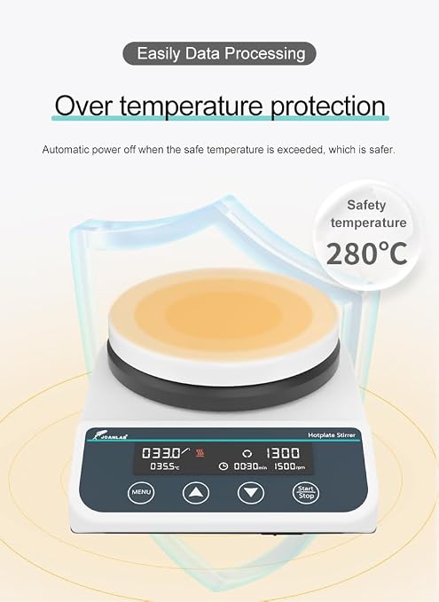Digital Magnetic Stirrer Hot Plate Ceramic Coated Lab Hotplate Magnetic Stirrer Mixer 3000ml | 50-1500rpm Temp Probe Sensor and Stand Included