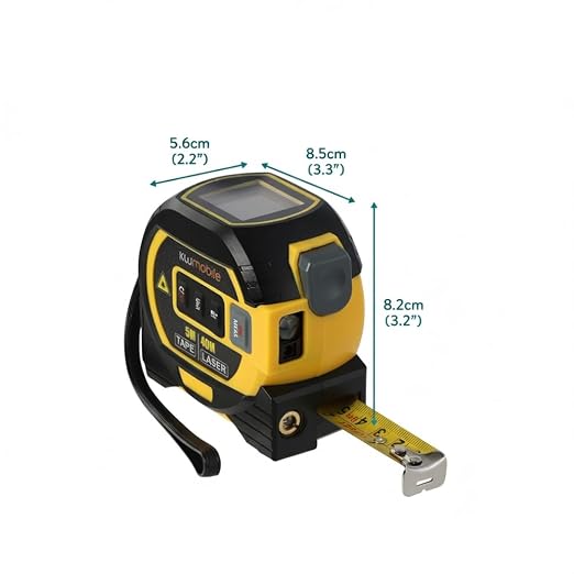 Tape Measure 3-in-1 Tape Measure - Digital Measuring Tape with Data Storage Function Vertical Crosshair Rangefinder, LCD Display, 16Ft Tape,60M/197Ft Rangefinder,Yellow/Blue:60M.