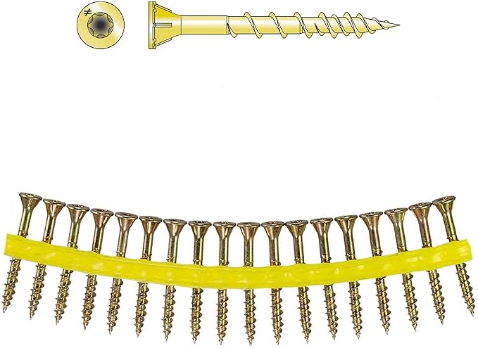 Simpson Strong-Tie WSV134S Strong-Drive WSV Subfloor Screw (Collated) - #9 x 1-3/4 in. 6-Lobe T-25 Drive Bit, Rimmede Flat Head with Nibs, Yellow-Zinc Coated (2000-Qty)