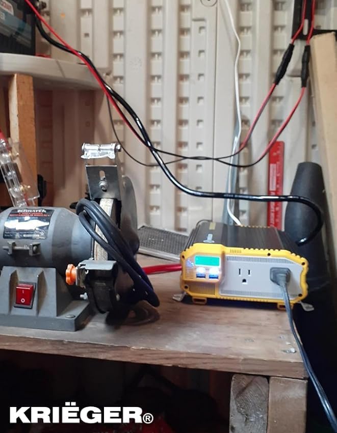 K KRIËGER 2000 Watts Power Inverter 12V to 110V, Modified Sine Wave Car, Dual 110 Volt AC Outlets, DC to AC Converter with Installation Kit Included - ETL Approved to UL and CSA Standards