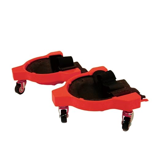 Professional Heavy-Duty Knee Rollers with Smooth-Rolling Casters & Gel Cushion – 360° Glide Mobility, Secure Fit, Work-Grade Protection for Adults, Red, One Size